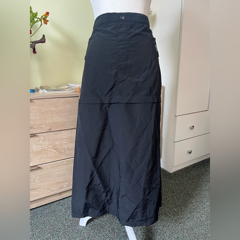 H&M Black Cargo Parachute Pocket Casual Midi Knee-Length High-Waist Modest Skirt - Picture 5 of 16